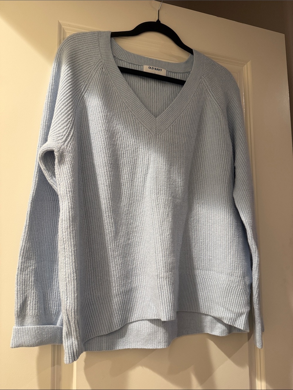 Old Navy Light Blue V-Neck Ribbed Sweater
